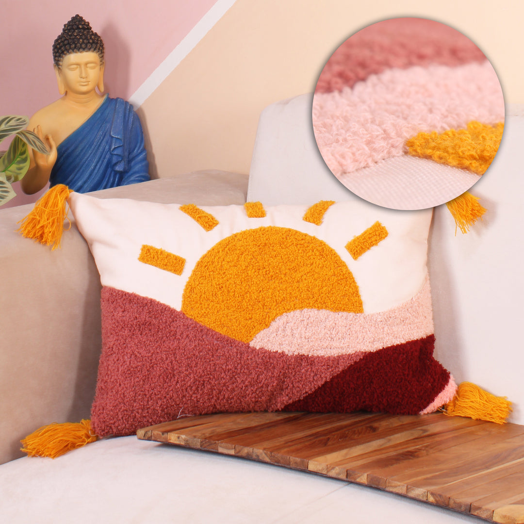 Hand Crafted Embroidered Bohemian Cushion Cover, Set of 1 (12 x18 inches/ 30x45 cm)