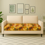 Load image into Gallery viewer, 2-Seater Sofa Gaddi Cover | Autumn Botanical Design | Spandex Blend | Yellow & Black | 21x42-22x43