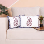 Load image into Gallery viewer, Both Side Block Print Spring Paisley Maroon Cushion Cover Set of 2 ( 12 X 18 Inches )