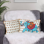Load image into Gallery viewer, Jewelled Elephant Both Sided Printed Velvet Rectagular Cushion Cover with Piping (Set of 2)
