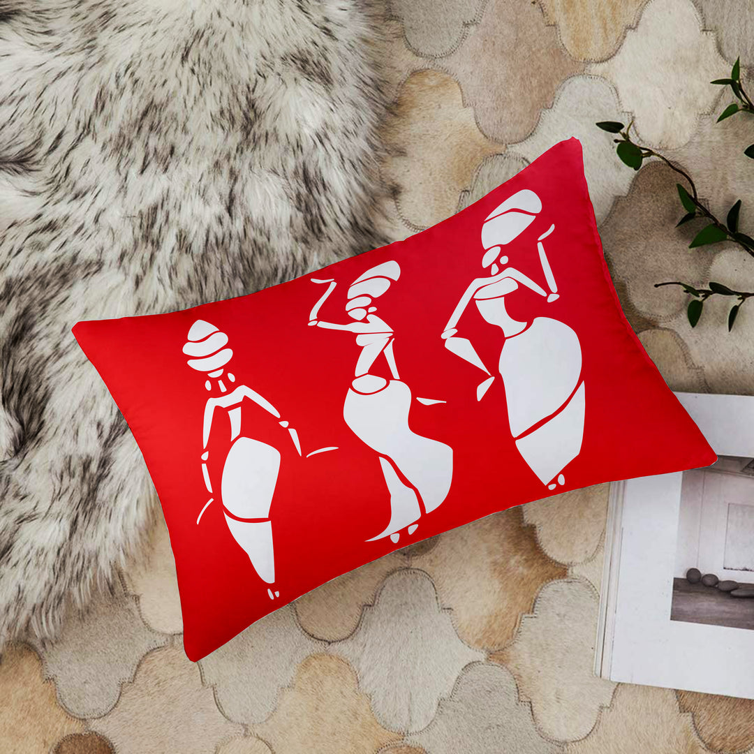 Traditional Printed Cotton Canvas Rectangular Cushion Cover Set of 2
