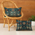 Load image into Gallery viewer, Satin Rajasthani Haveli Door & Floral Arch Design Cushion Covers| 12x18 Inches | Set of 2