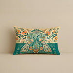 Load image into Gallery viewer, Satin Cushion Covers with Twin Peacock & Floral Motif | 12x18 Inches | Set of 2