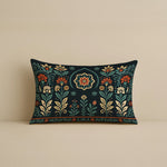 Load image into Gallery viewer, Satin Rajasthani Haveli Door & Floral Arch Design Cushion Covers| 12x18 Inches | Set of 2