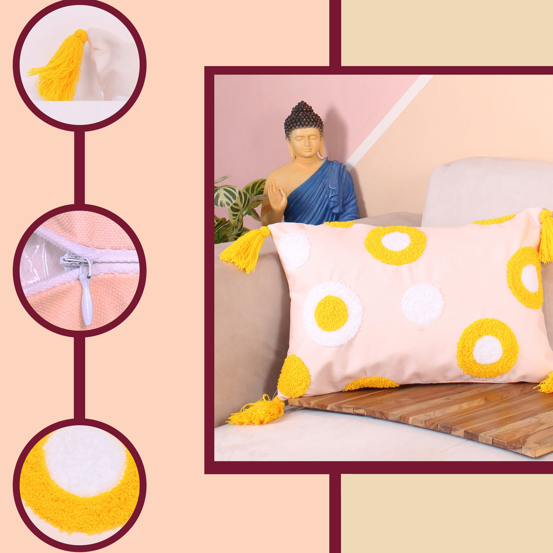 Hand Crafted Embroidered Bohemian Cushion Cover, Set of 1 (12 x18 inches/ 30x45 cm)