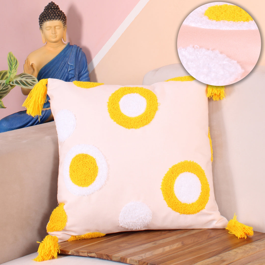 Hand Crafted Embroidered Bohemian Cushion Cover, Set of 1 (16 x16 inches/ 40x40 cm)