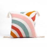 Load image into Gallery viewer, Rainbow Tufted Cushion Cover with Tassel 16 X 16 Inches Pack of 1