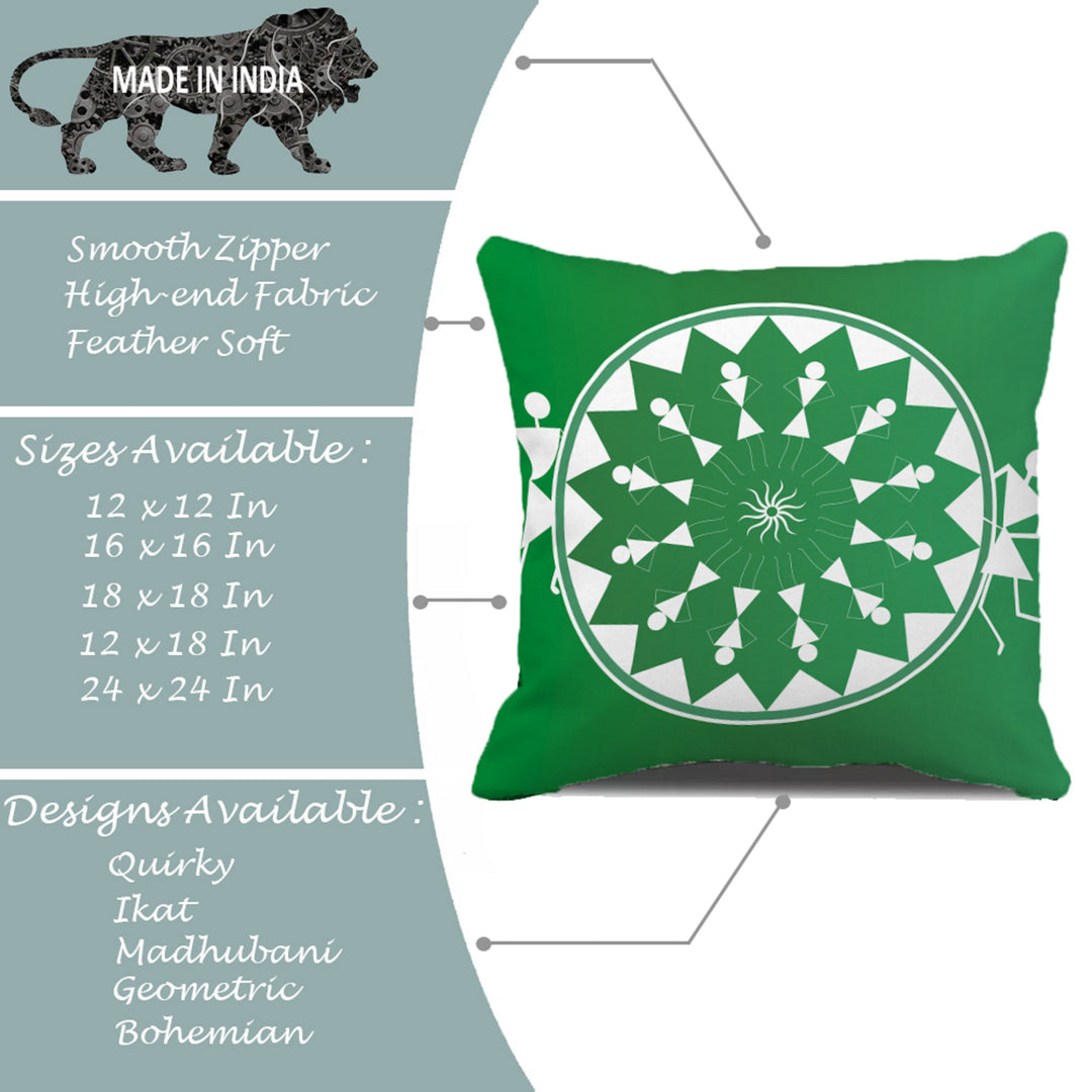 Traditional Printed Cotton Canvas Cushion Cover Set of 2