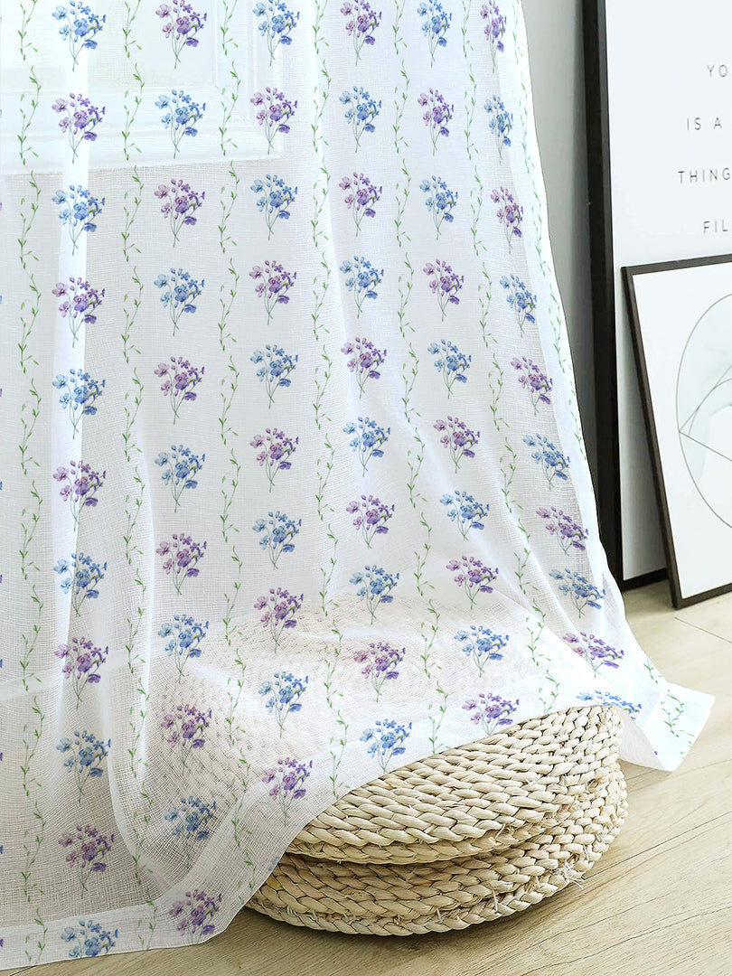 Linen Textured Sheer Curtains, Semi Transparent & Light Filtering Door Curtains with Tieback and Eyelets, Pack of 1