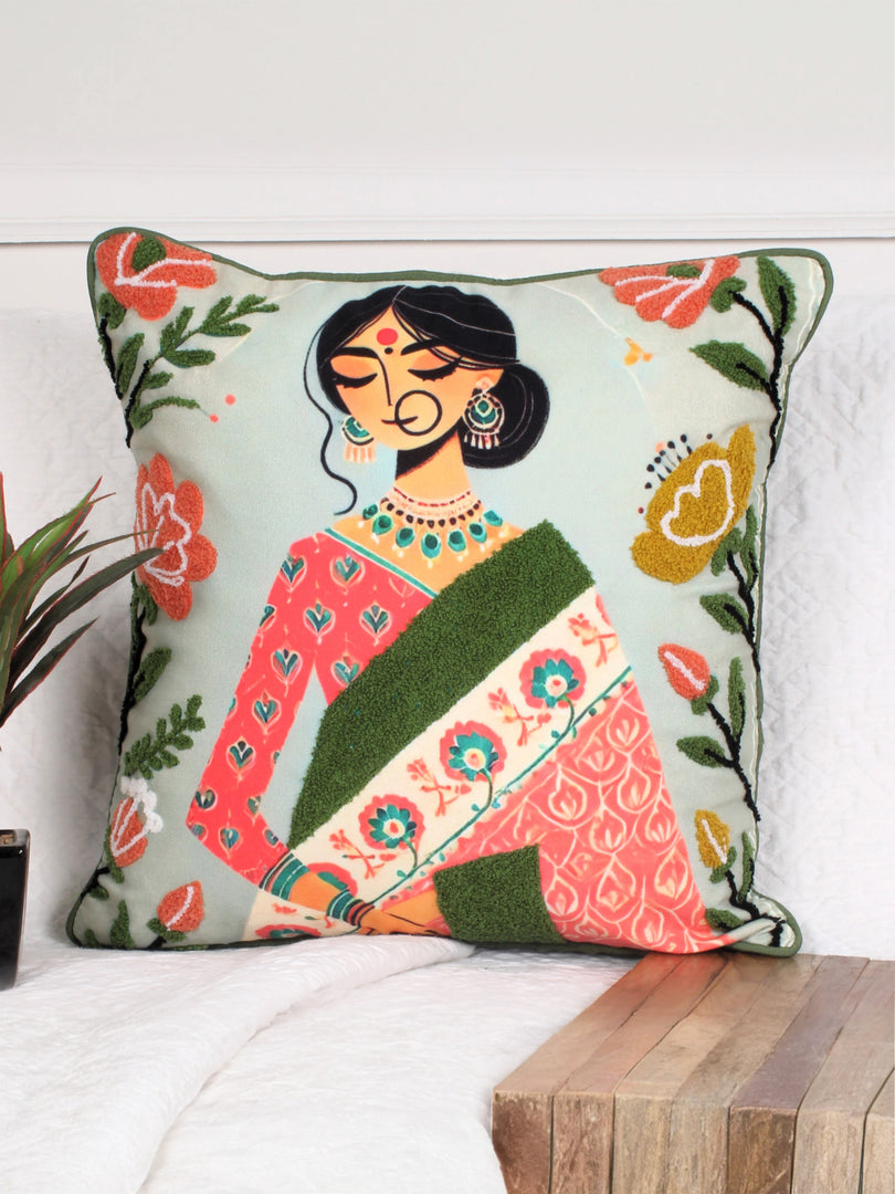 Polycotton Tufted Cushion Cover | Pack of 1 | Ideal for sofas, beds, and lounge chairs
