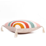 Load image into Gallery viewer, Rainbow Tufted Cushion Cover with Tassel 16 X 16 Inches Pack of 1