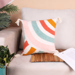 Load image into Gallery viewer, Rainbow Tufted Cushion Cover with Tassel 16 X 16 Inches Pack of 1
