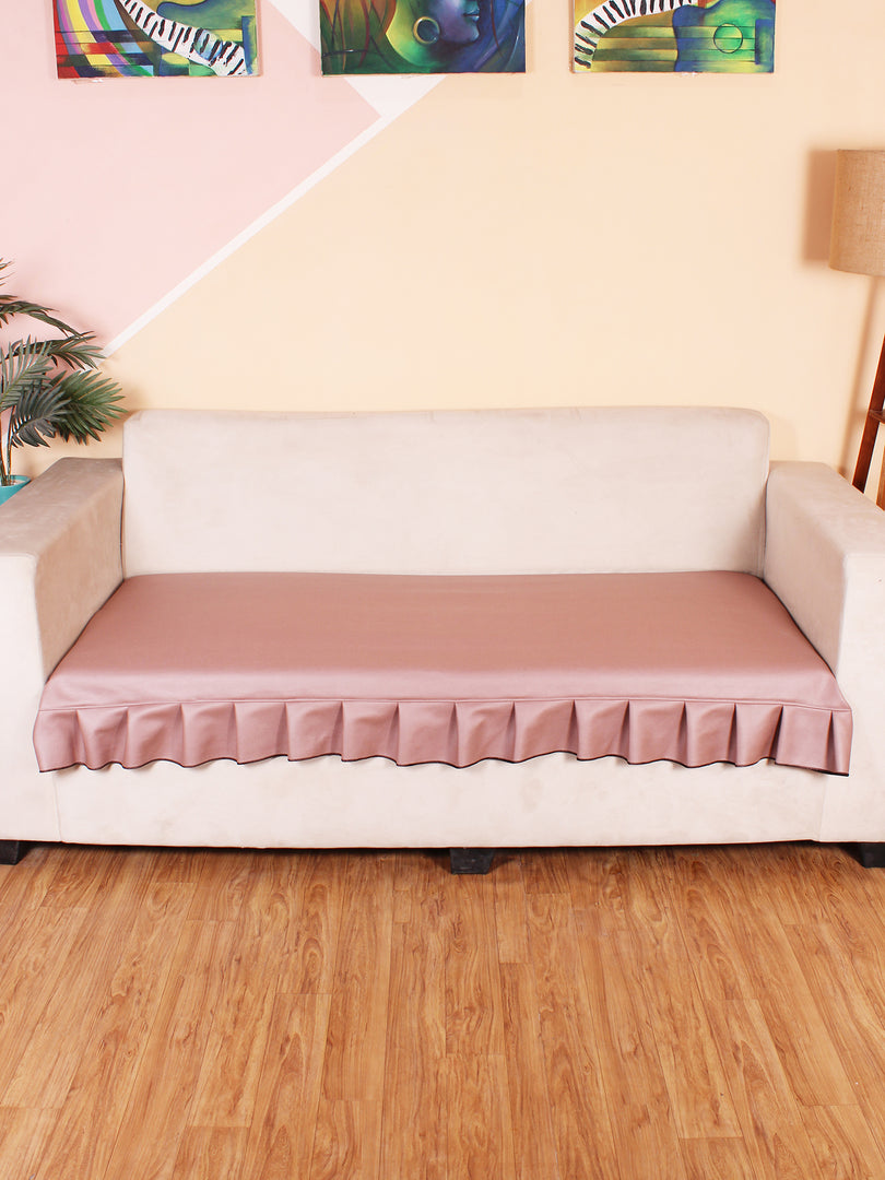 Leatherite Sofa Slip Cover Protector with Frill, Peach