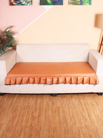 Load image into Gallery viewer, Leatherite Sofa Slip Cover Protector with Frill, Rust