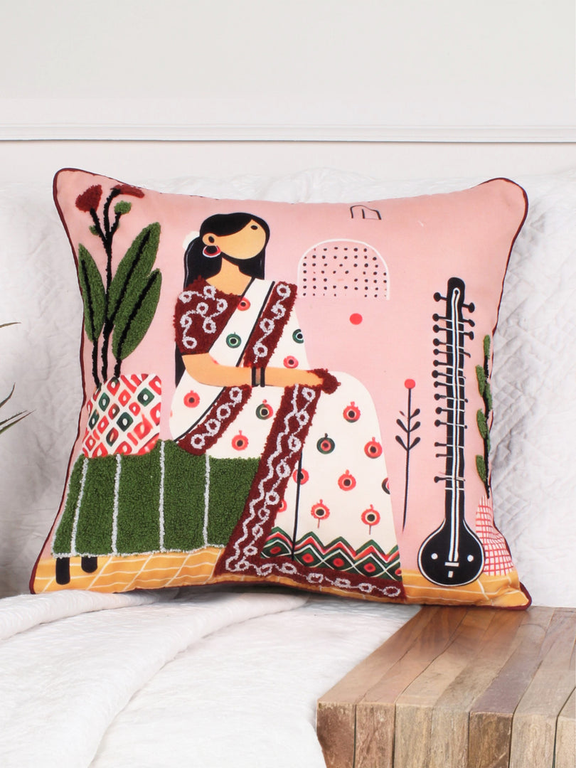 Polycotton Tufted Cushion Cover | Pack of 1 | Ideal for sofas, beds, and lounge chairs
