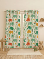 Load image into Gallery viewer, Kids Velvet Curtain | Wild Walk print | 7 feet | Set of 2