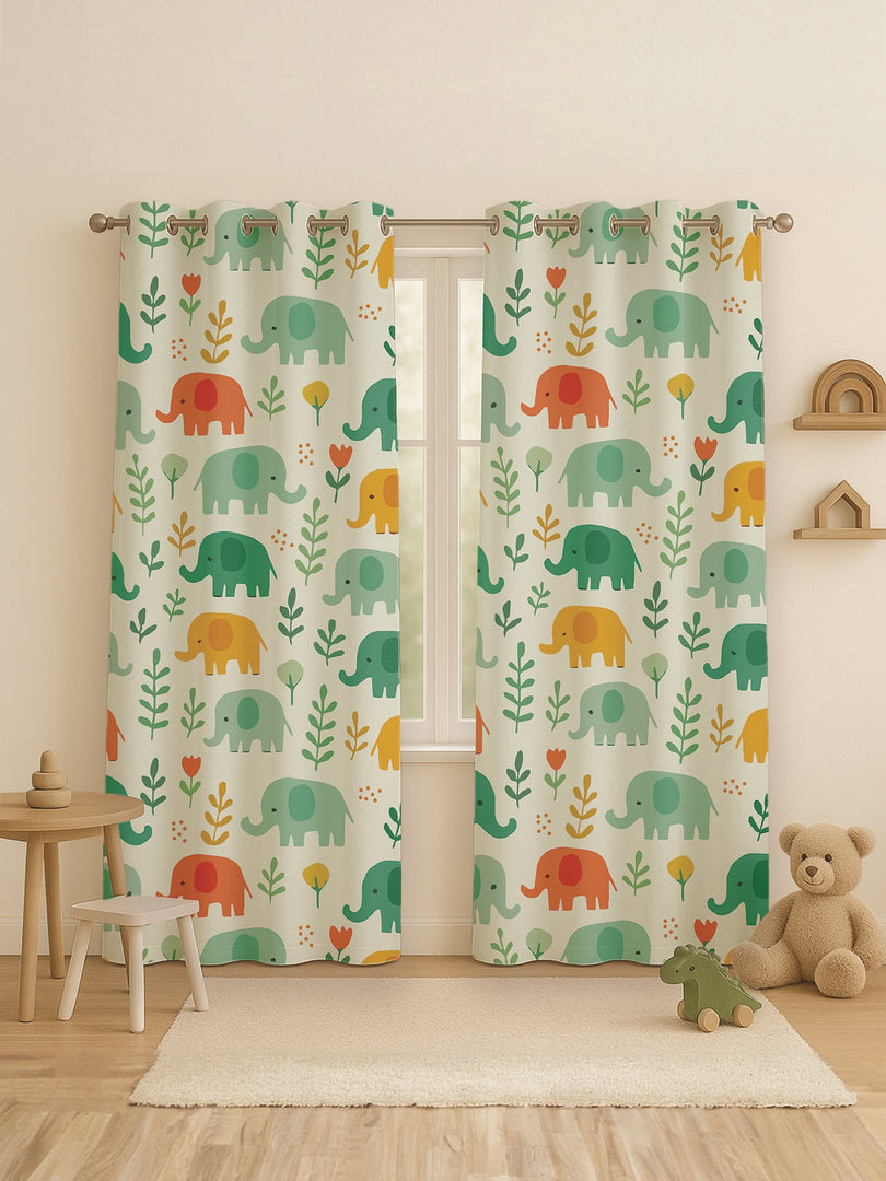 Kids Velvet Curtain | Wild Walk print | 7 feet | Set of 2