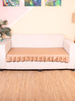 Load image into Gallery viewer, Leatherite Sofa Slip Cover Protector with Frill, Brown