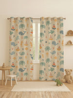 Load image into Gallery viewer, Kids Velvet Curtain | Alphabet Animal print | 5 feet | Set of 2