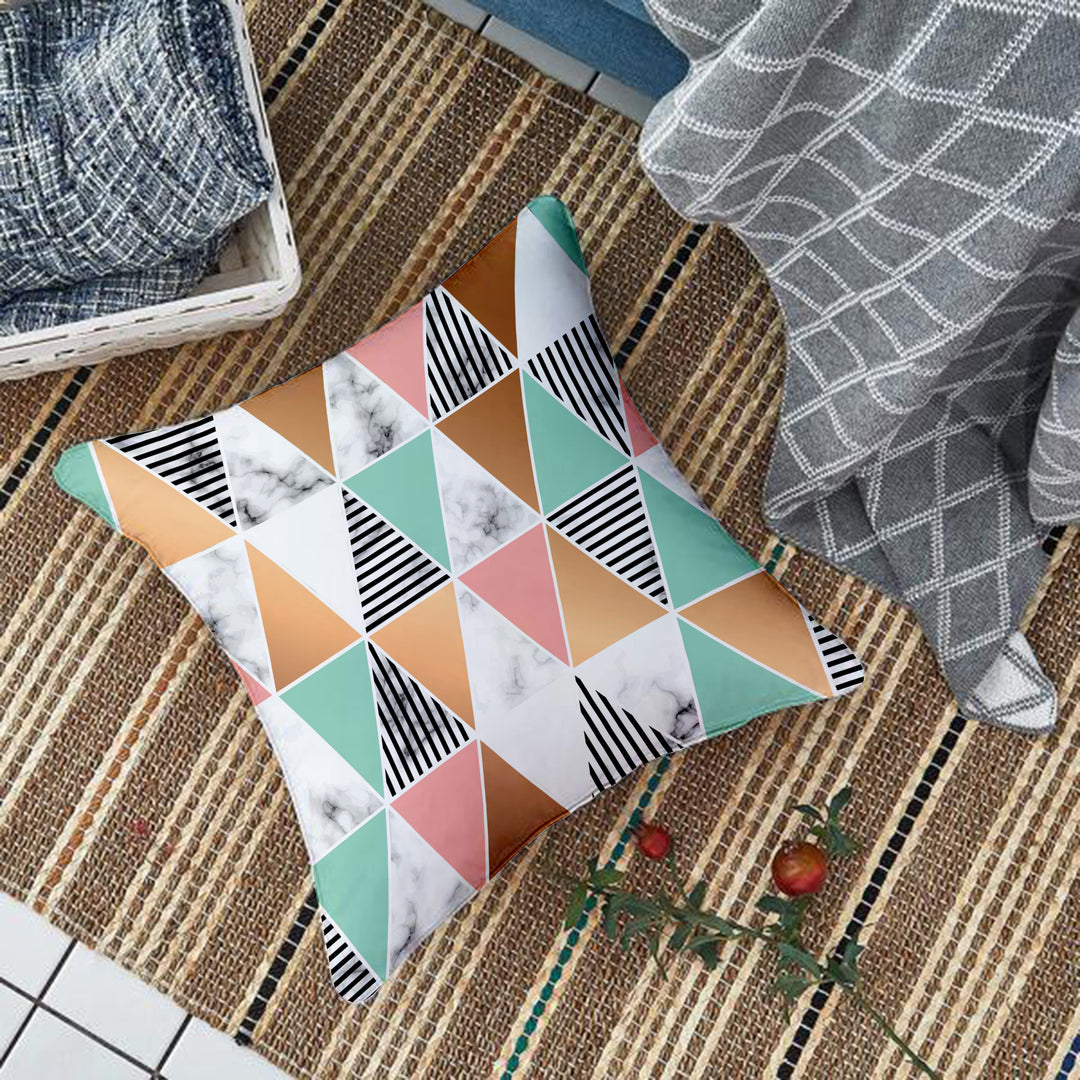 Geometrical Printed Cotton Canvas Cushion Cover Set of 2