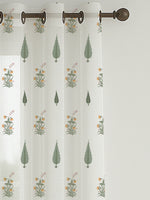 Load image into Gallery viewer, Set of 3 Window Curtains | 2 Geometric Printed + 1 Solid Sheer for Bedroom Living room | Olive