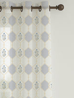 Load image into Gallery viewer, Set of 3 Door Curtains | 2 Geometric Printed + 1 Solid Sheer for Bedroom Living room | Grey
