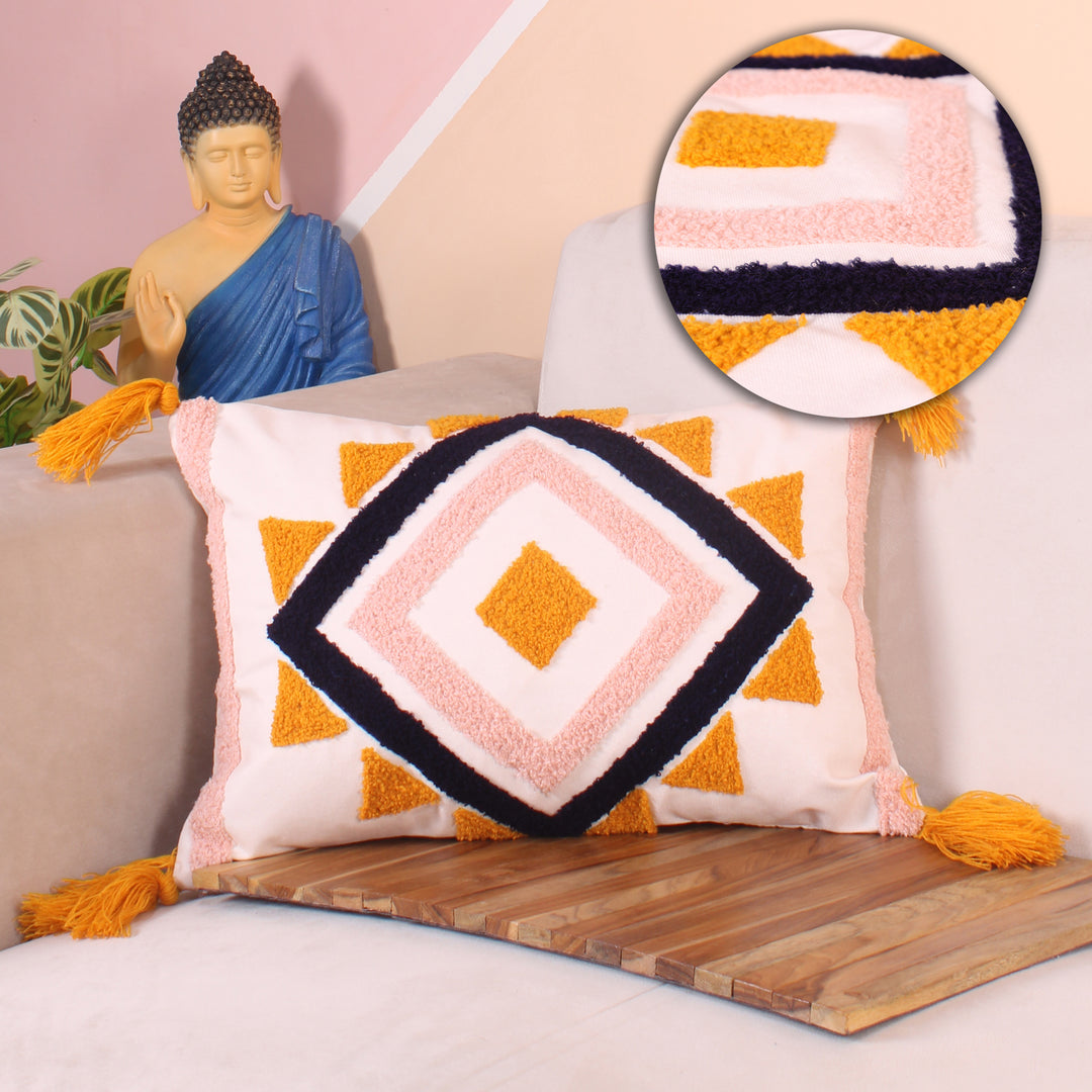 Hand Crafted Embroidered Bohemian Cushion Cover, Set of 1 (12 x18 inches/ 30x45 cm)