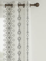 Load image into Gallery viewer, Set of 3 Window Curtains | 2 Geometric Printed + 1 Solid Sheer for Bedroom Living room | Grey