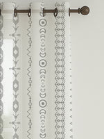 Load image into Gallery viewer, Set of 3 Window Curtains | 2 Geometric Printed + 1 Solid Sheer for Bedroom Living room | Grey