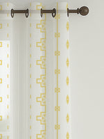 Load image into Gallery viewer, Set of 3 Door Curtains | 2 Geometric Printed + 1 Solid Sheer for Bedroom Living room | Yellow