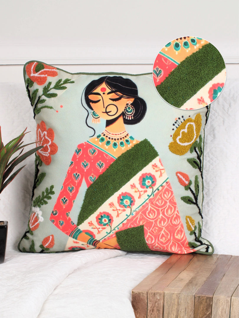 Polycotton Tufted Cushion Cover | Pack of 1 | Ideal for sofas, beds, and lounge chairs