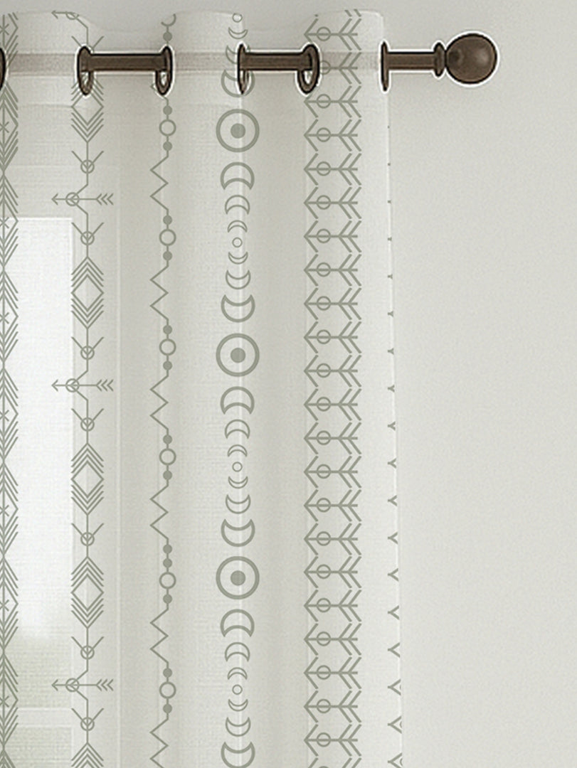 Set of 3 Door Curtains | 2 Geometric Printed + 1 Solid Sheer for Bedroom Living room | Yellow