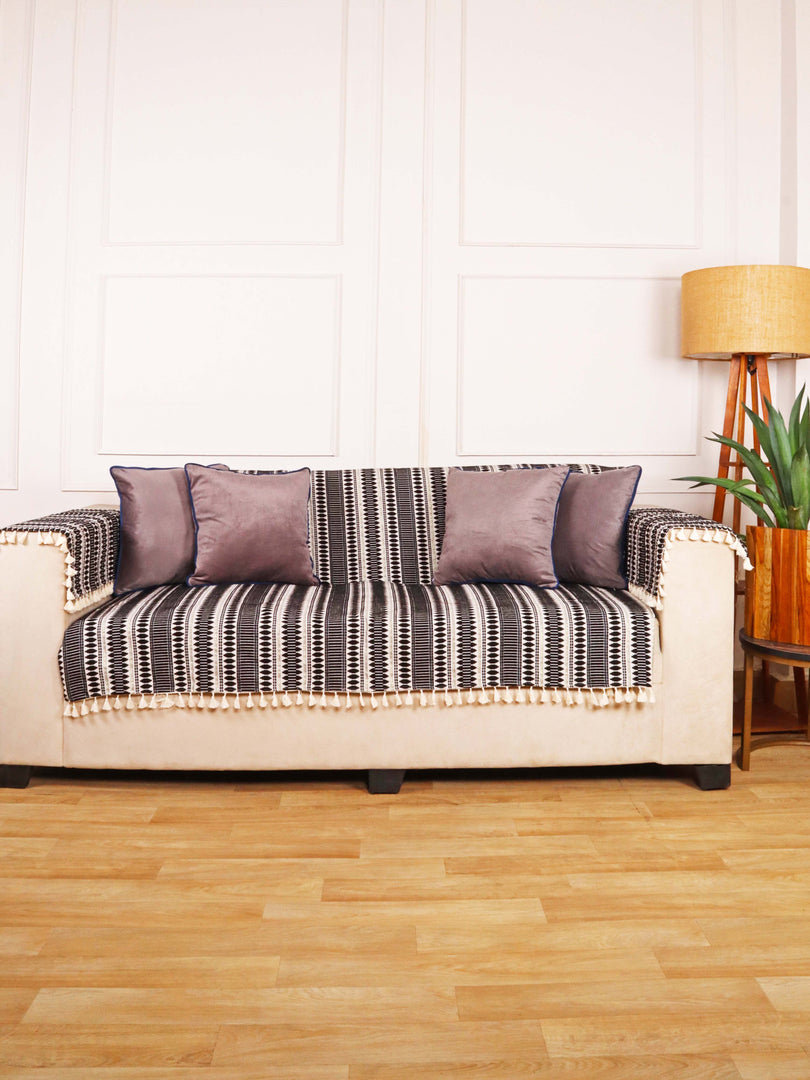 Black Jacquard 1-Seater Sofa Cover