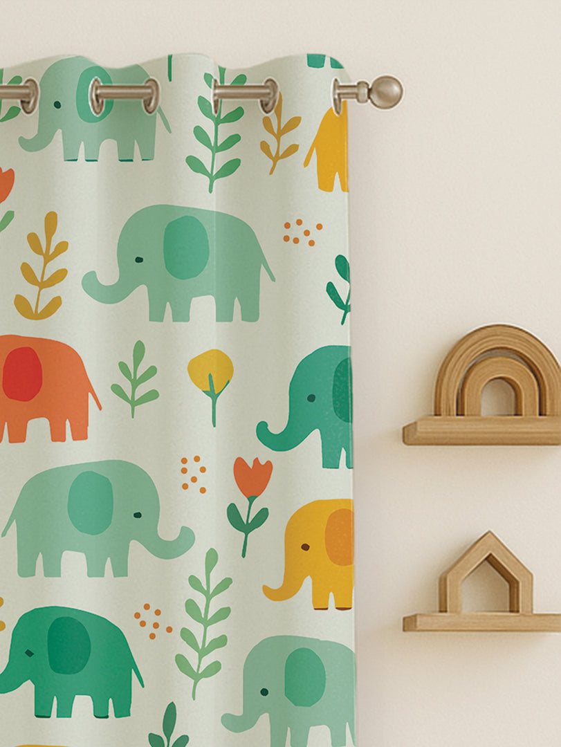 Kids Velvet Curtain | Wild Walk print | 7 feet | Set of 2