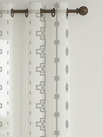 Load image into Gallery viewer, Set of 3 Door Curtains | 2 Geometric Printed + 1 Solid Sheer for Bedroom Living room | Grey