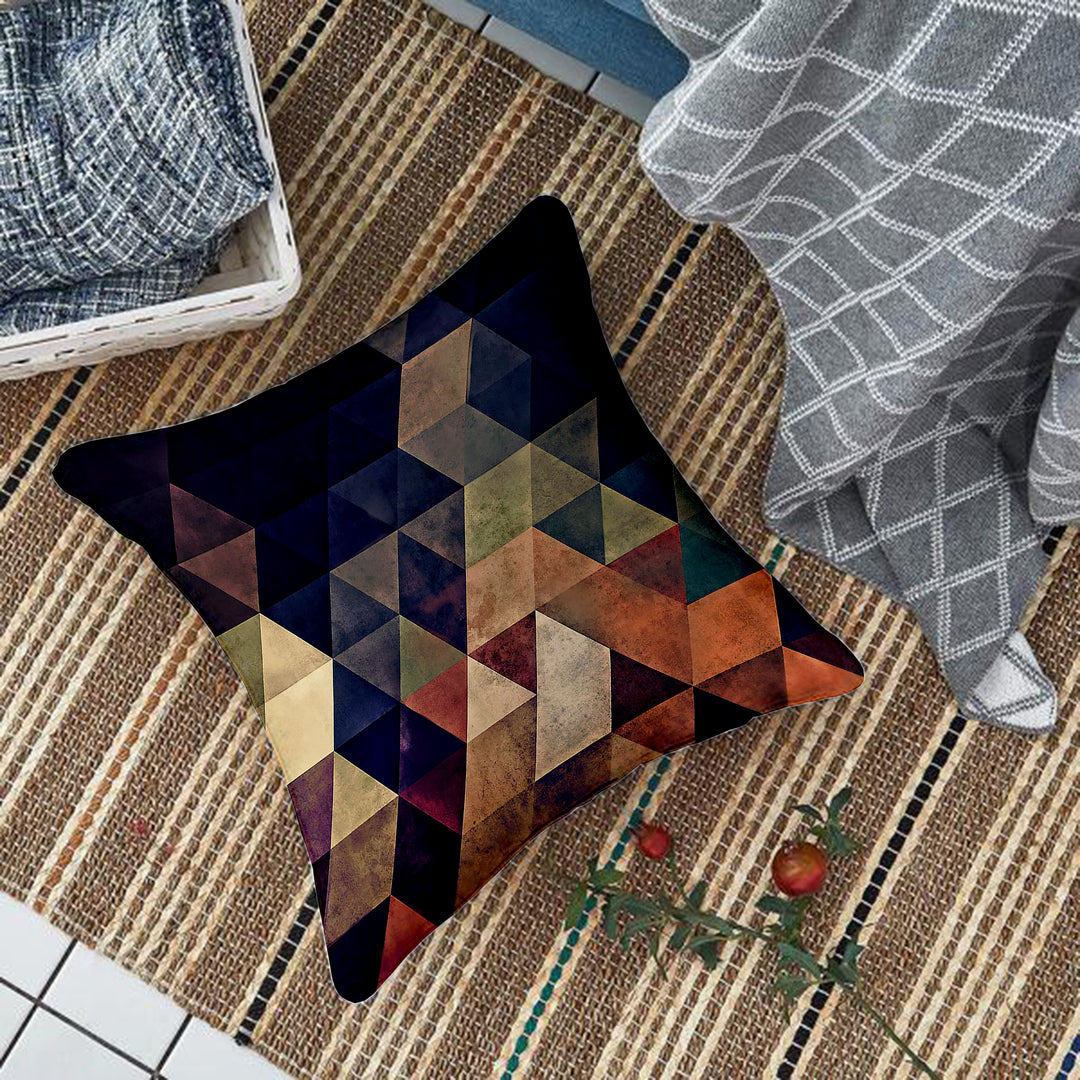 Abstract Geometrical Printed Cotton Canvas Cushion Cover Set of 2