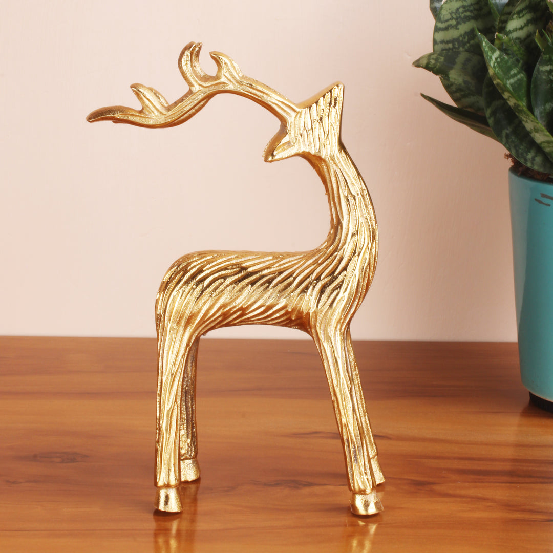 Metal Deer Antler Statue - Contemporary Wildlife Art Decor