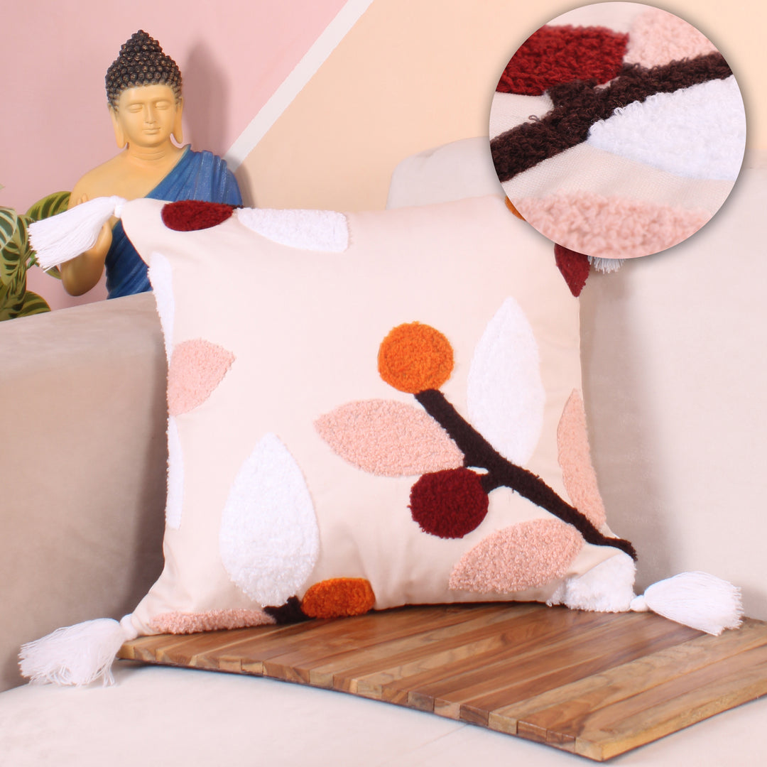 Hand Crafted Embroidered Bohemian Cushion Cover, Set of 1 (16 x16 inches/ 40x40 cm)