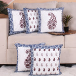Load image into Gallery viewer, Both Side Block Print Spring Paisley Maroon Cushion Cover Set of 5