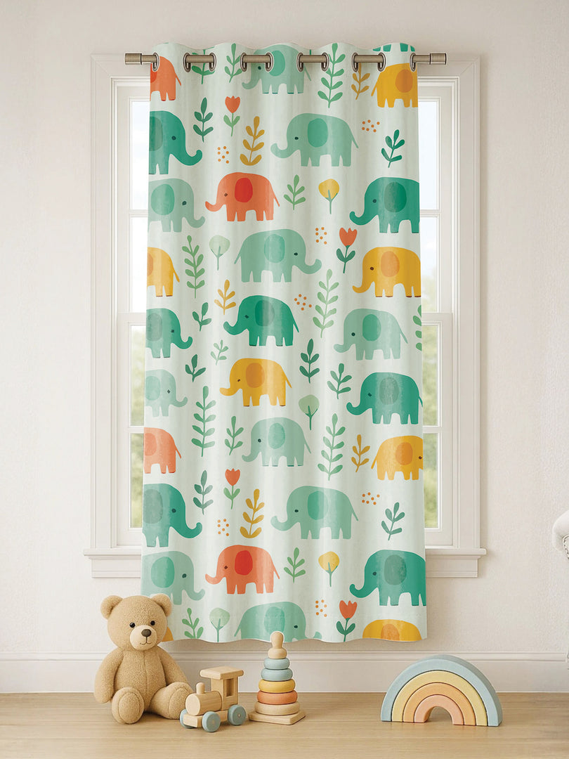 Kids Velvet Curtain | Wild Walk print | 5 feet | Set of 1