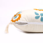 Load image into Gallery viewer, Floral Tufted Cushion Cover with Tassel 16 X 16 Inches Pack of 1