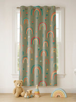 Load image into Gallery viewer, Kids Velvet Curtain | Rainbow Doddle print | 5 feet | Set of 1