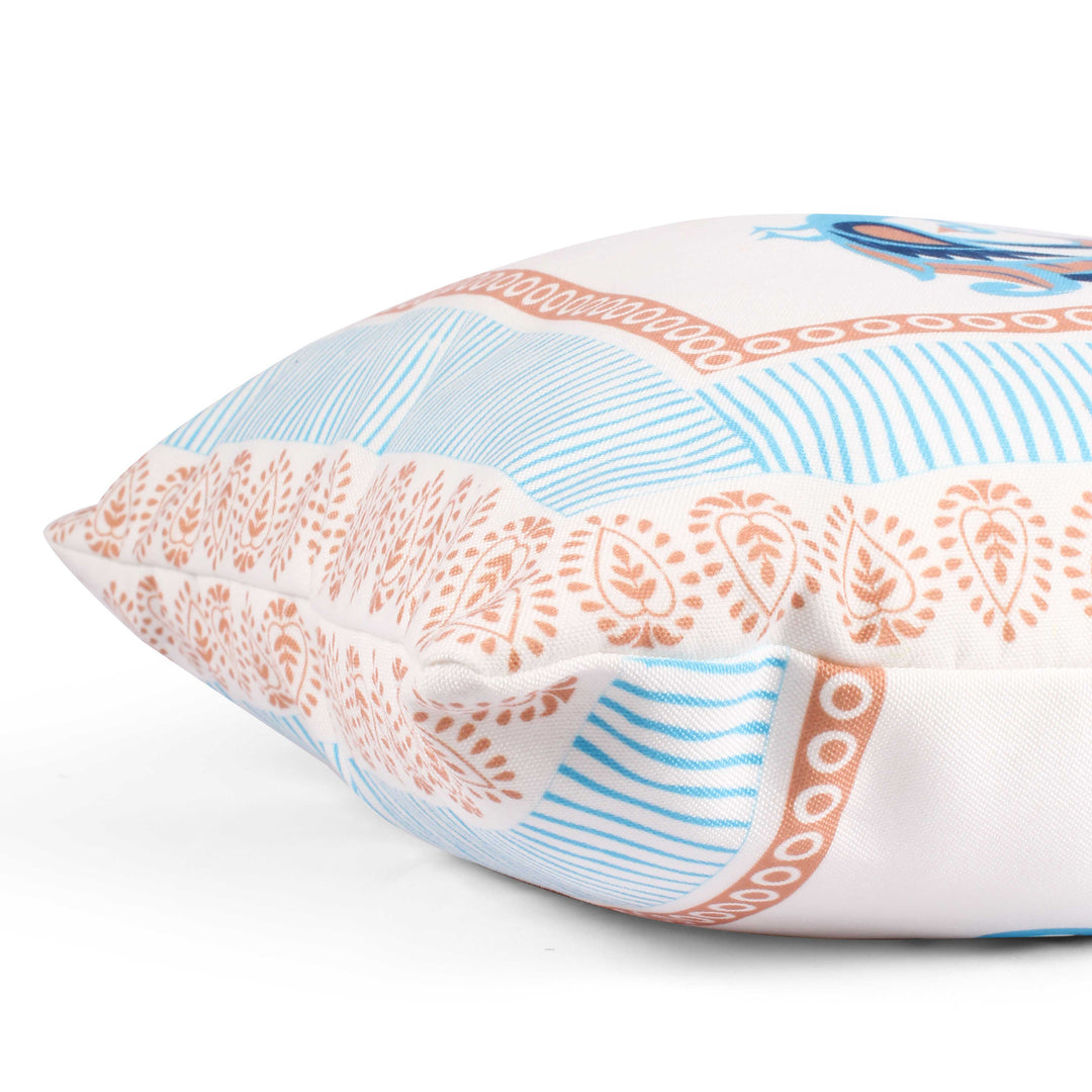 Both Side Block Print Peacock Cushion Cover Set of 2