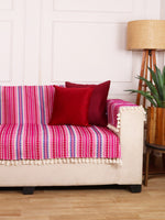 Load image into Gallery viewer, Maroon Jacquard 2-Seater Sofa Cover