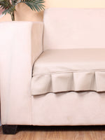 Load image into Gallery viewer, Leatherite Sofa Slip Cover Protector with Frill, Beige