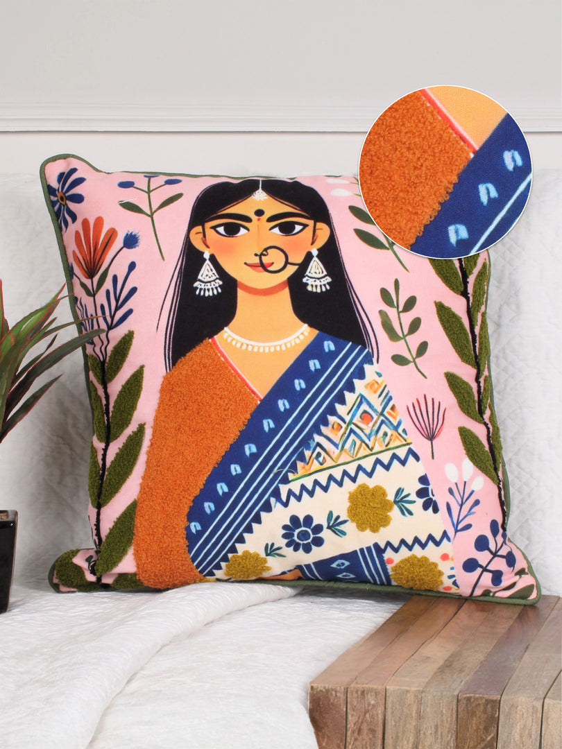 Polycotton Tufted Cushion Cover | Pack of 1 | Ideal for sofas, beds, and lounge chairs