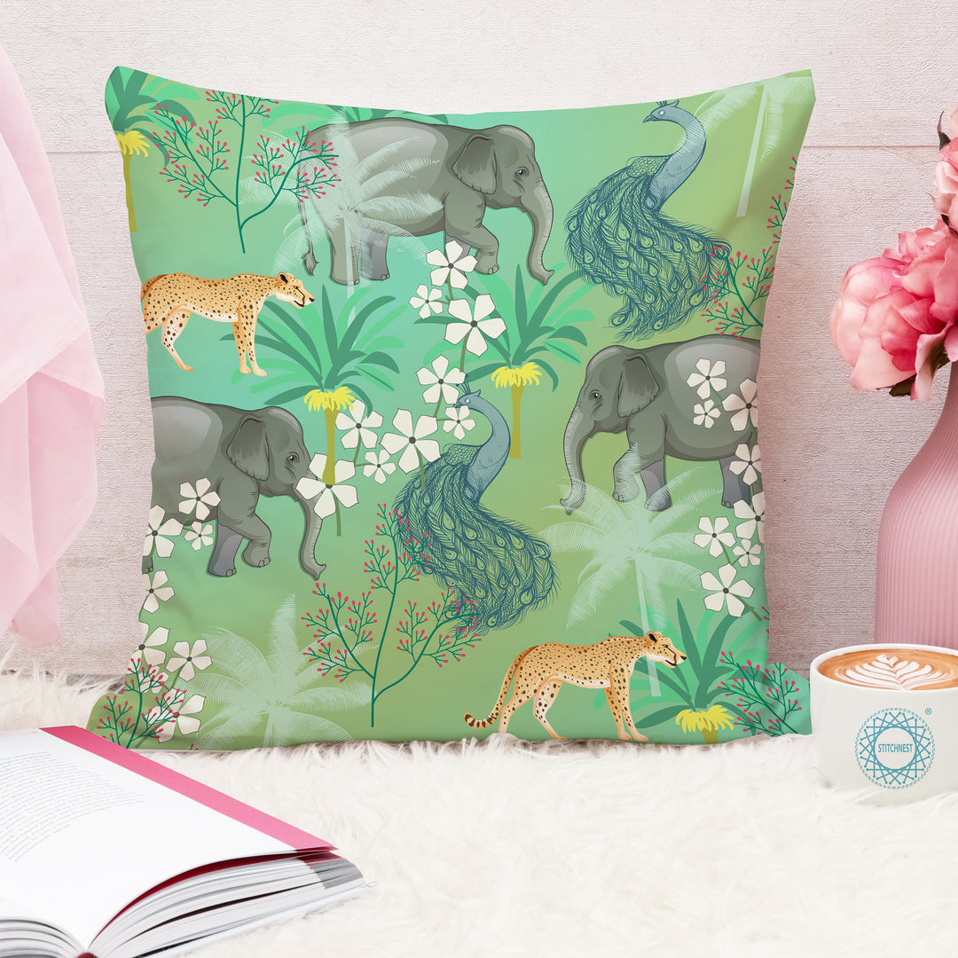Soft Touch Luxurious Animal Printed Cotton Canvas Cushion Cover Set of 2