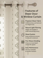 Load image into Gallery viewer, Set of 3 Door Curtains | 2 Geometric Printed + 1 Solid Sheer for Bedroom Living room | Olive
