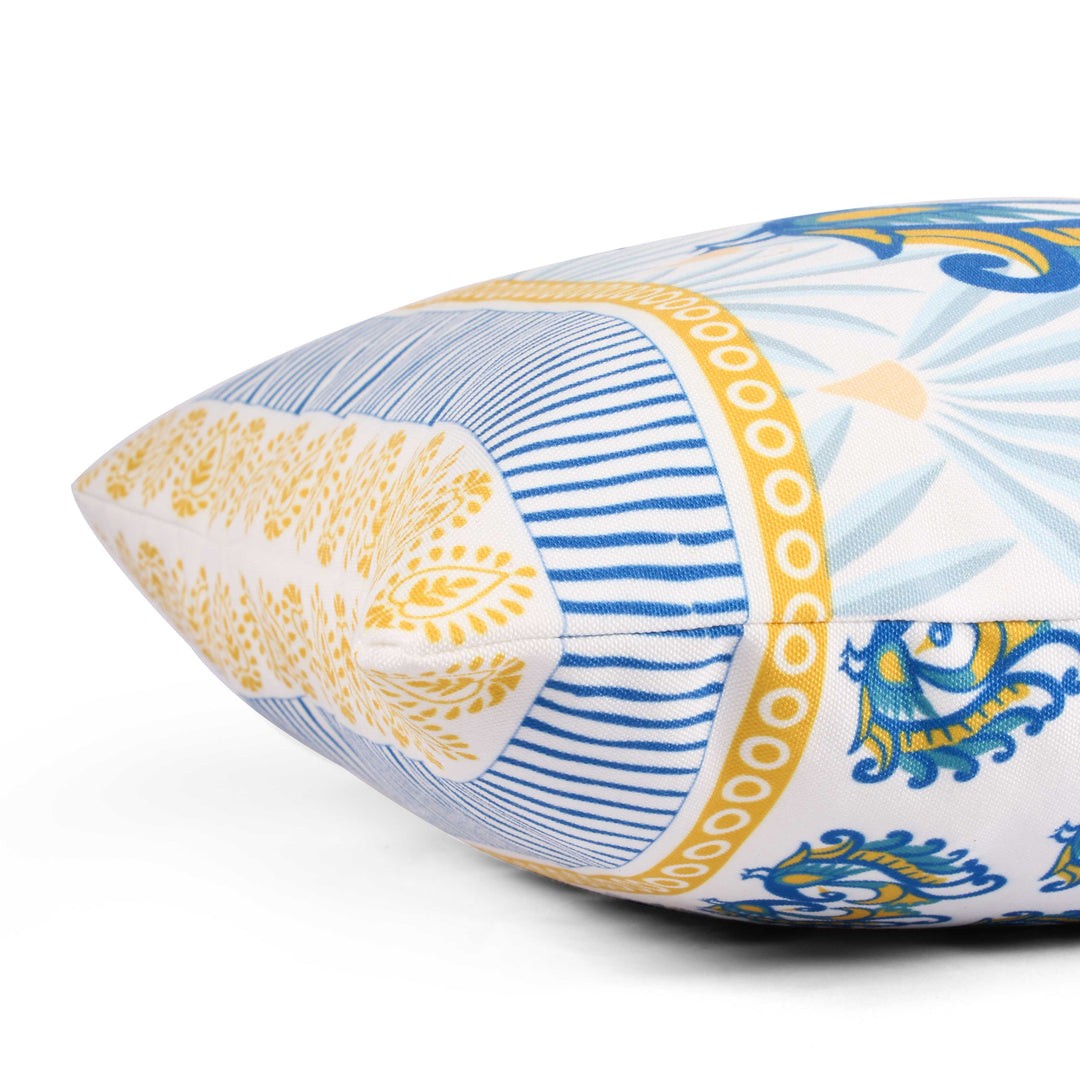 Both Side Block Print Peacock Cushion Cover Set of 5