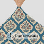 Load image into Gallery viewer, 3-Seater Sofa Gaddi Cover | Mughal Art Print | Spandex Blend | Dusty Turquoise | 21x63-22x64